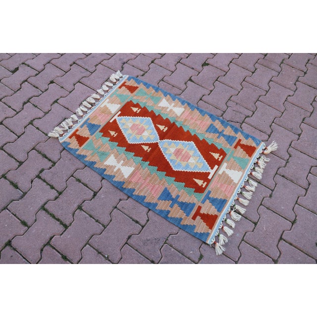 1990s Scandinavian Blue Cappadocia Kilim Rug For Sale - Image 4 of 9