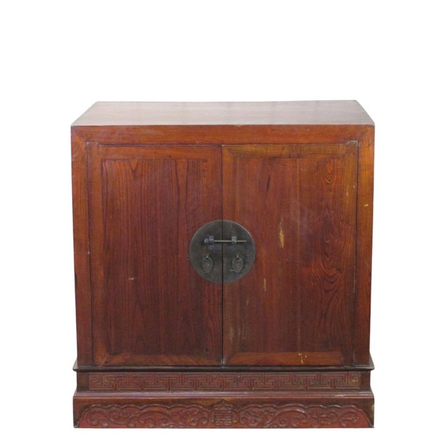 Ancient Chinese Elm Lacquered Cabinet For Sale