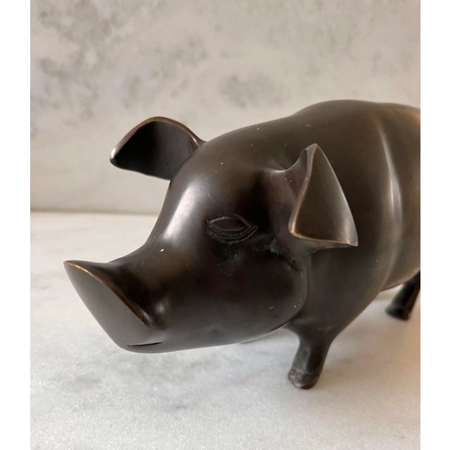 Bronze Vintage Large Bronze Piggy Bank For Sale - Image 8 of 11