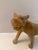 Vintage 1980s hand-carved wood cat sculpture, a unique animal figurine featuring detailed craftsmanship and a warm natural...