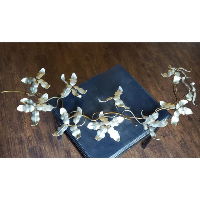 Metal Mid-Century Brutalist Mixed Metal Orchid Wall Sculpture, Attributed to Curtis Jeré - 54" For Sale - Image 7 of 14