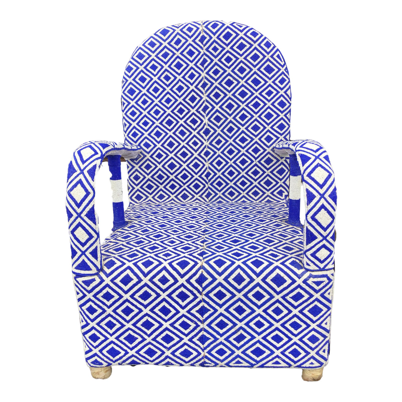 Yoruba Nobility B &W Beaded Chair Nigeria Chairish
