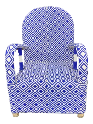 Yoruba Nobility B &W Beaded Chair Nigeria