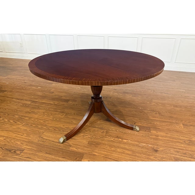 Leighton Hall Furniture 48” Round Mahogany Accent Foyer Table by Leighton Hall - Showroom Sample For Sale - Image 4 of 15