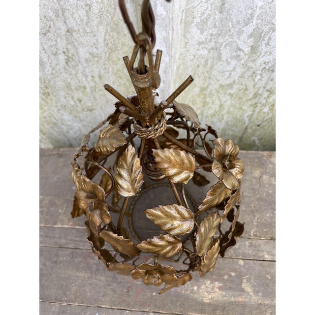 Metal Brass Chandelier, 1950s For Sale - Image 7 of 15