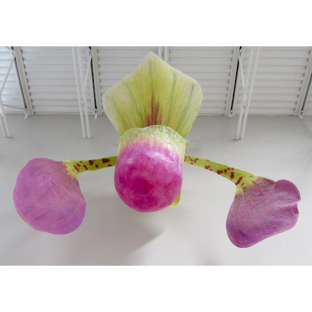 C. 2015 Original Artist Jurgen Reichert "Paphiopedilum Mirabilis" - Silicone Orchid, Light Wall Sculpture For Sale - Image 17 of 18