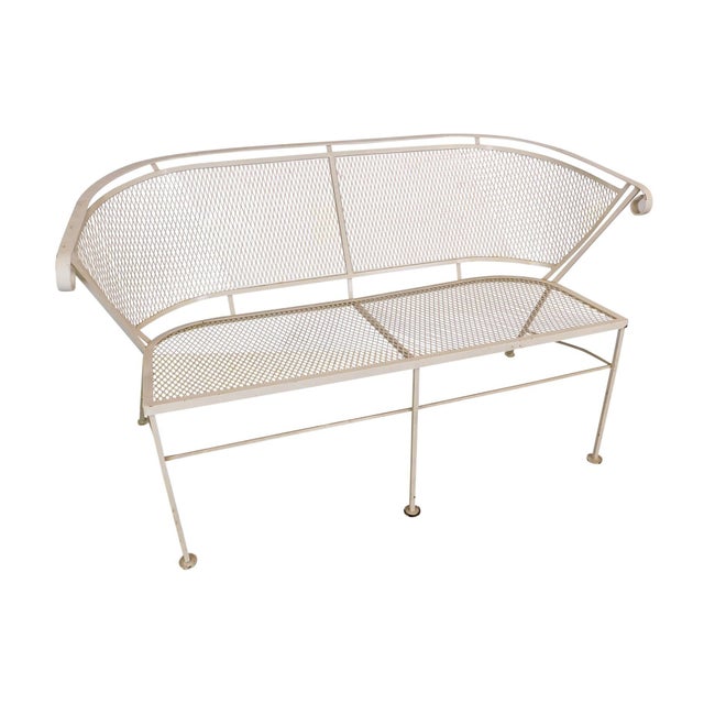 Wrought Iron Expanded Metal Vintage Curved Back Garden or Patio Settee