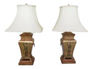 Decorative Crafts Toleware Chinoiserie Lamps - A Pair