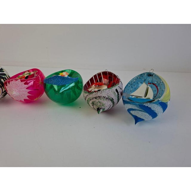 Vintage Czechoslovakian Glass Christmas Diorama Ornaments, 1960, Set of 6 For Sale - Image 18 of 18
