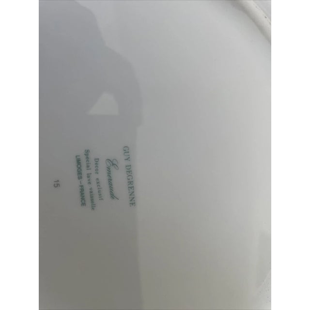 Green Contemporary French Designer "Guy Degrenne" Limoges Emeraude Chop/Chargers Set of 4 For Sale - Image 8 of 8