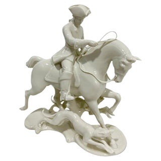 White Porcelain Sculpture by Theodor Kärner Red Hunt for Nymphenburg For Sale