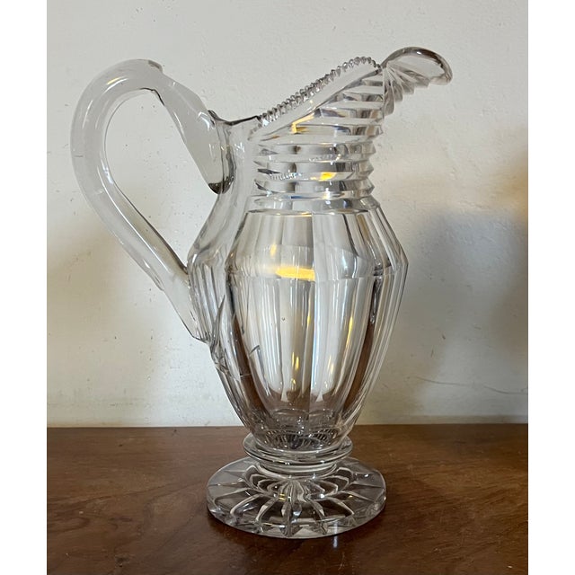 Large Antique Early 19th Century George III Anglo Irish Cut Crystal Glass Wine Ewer or Water Pitcher For Sale - Image 10 of 13