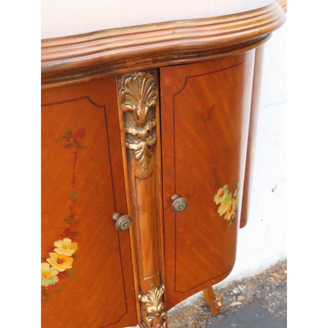 Early 20th Century French Carved Flower Inlay Nightstands Side End Tables a Pair 6616 For Sale - Image 5 of 18