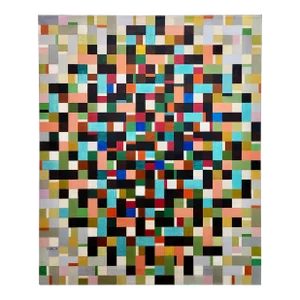 Wilfred Easton Pribble -Geometric Composition of Multi Color Squares-1952 Oil Painting
