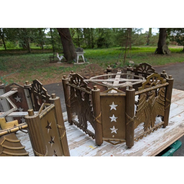 Antique American Art Deco Architectural Bronze Eagle Chandeliers - a Pair For Sale - Image 15 of 18