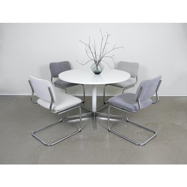 1970s Steel Tube Cantilever Chairs with Grey Fabric Upholstery, Germany, 1970s, Set of 2 For Sale - Image 5 of 18