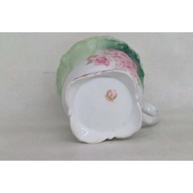 Victorian Rs Prussia Porcelain Floral Pink Roses Green Shaving Mug For Sale - Image 3 of 13