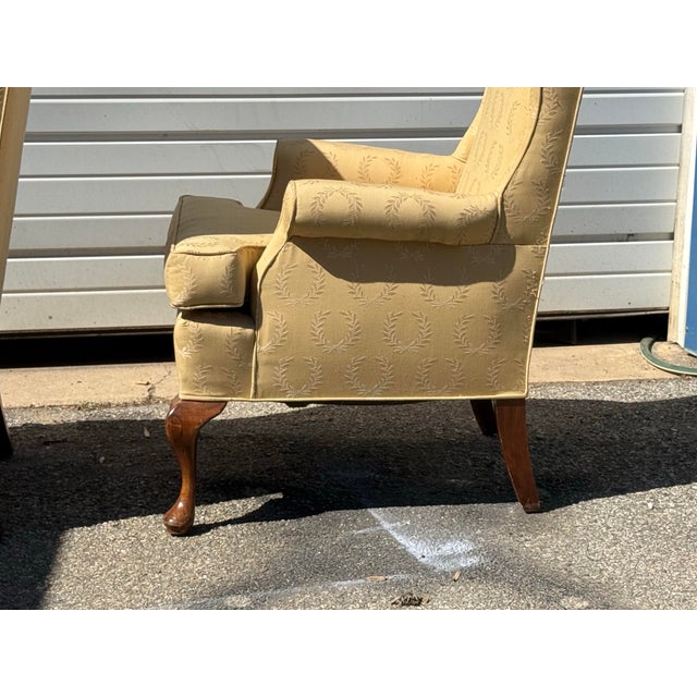 Pair of Vintage Mid Century Fireside Elongated Wingback Chairs For Sale - Image 11 of 11