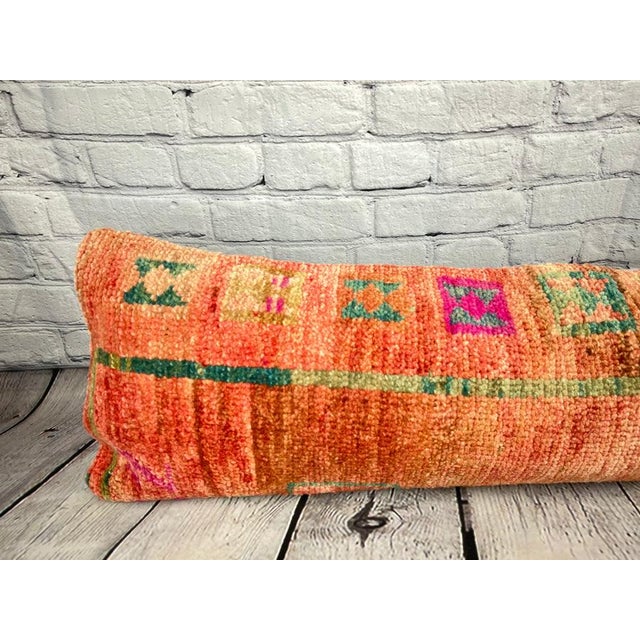 1960s 12 x 46 Lumbar Rug Pillow Exotic Splendor Turkish Pillow Cushion Cover For Sale - Image 5 of 7