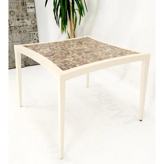 Mid 20th Century Enrique Garcel Diamond Shape Top White Lacquer Game Dinette Table Crushed Shell For Sale - Image 5 of 13