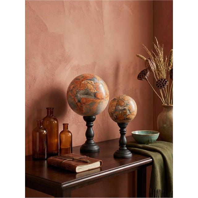 Red Maligano Jasper Spheres on Bases, 2010s, Set of 2, in Flawless conditions. Designed from 2000