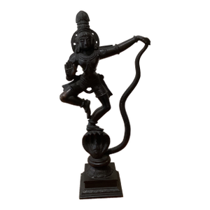 Vintage Handcrafted Bronze Statue of Lord Krishna Dancing on the Serpent Kaliya