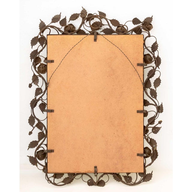 Metal Floral Tole Painted Framed Mirror For Sale - Image 7 of 7