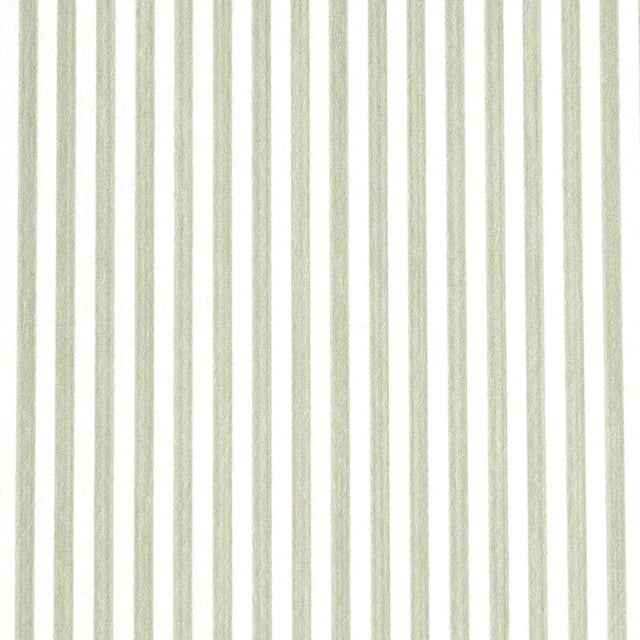 Schumacher Edwin Stripe Narrow Wallpaper in Linen For Sale