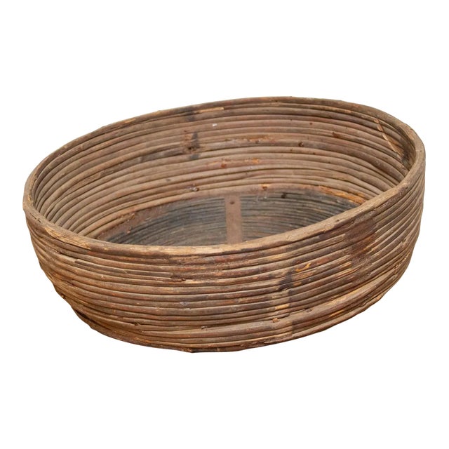 Large Farmhouse Wicker Basket For Sale