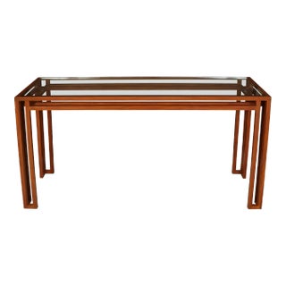Billy Badwin Style Faux Bois Paint and Glass Console Table For Sale