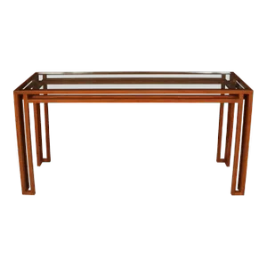 Billy Badwin Style Faux Bois Paint and Glass Console Table