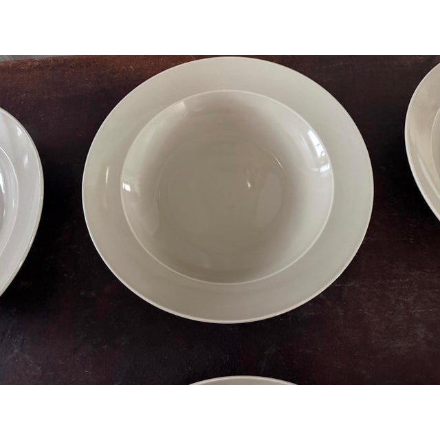Greige Vintage Restoration Hardware Chinese Porcelain Grand-Rimmed Pasta Bowls Set of 6 For Sale - Image 8 of 16