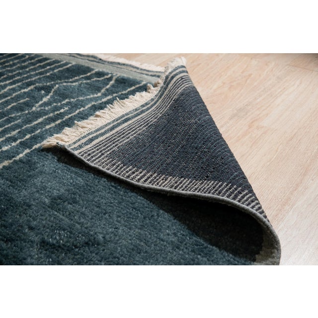 5x8 Freya Moroccan Green Geometric Modern Hand Knotted Wool Carpet Rug For Sale - Image 4 of 8