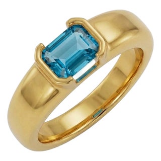 Swiss Blue Topaz Wedding Ring | Dainty Stackable Gemstone Ring | December Birthstone Ring Us 7 For Sale