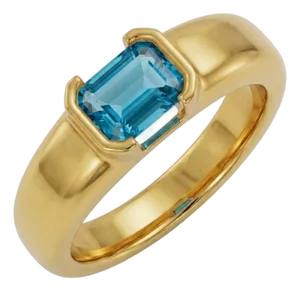 Swiss Blue Topaz Wedding Ring | Dainty Stackable Gemstone Ring | December Birthstone Ring Us 7