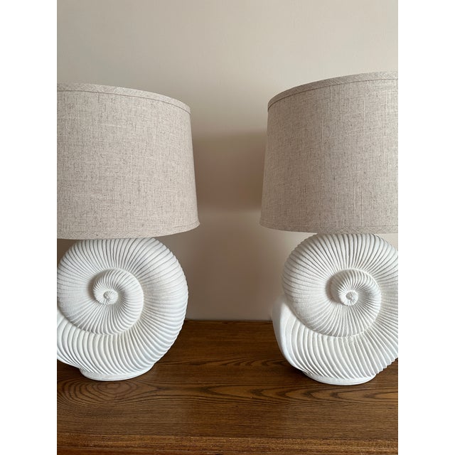 Postmodern Vintage Spiral Shell Table Lamps, Pair For Sale - Image 3 of 18