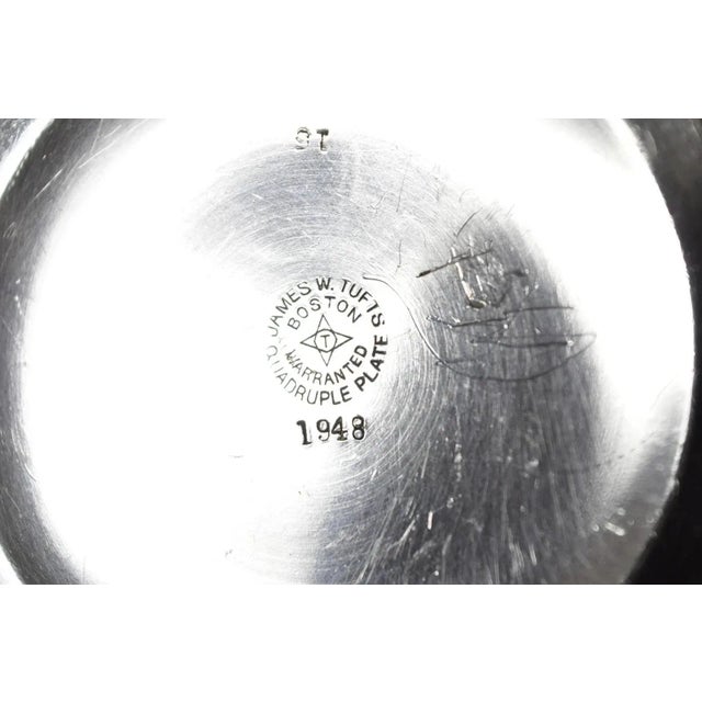 Antique James W Tufts 1948 Silver Plated Art Nouveau Tea Set - 5 Pc Set For Sale - Image 10 of 12