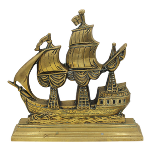 Circa 1900 English Large Brass Ship Doorstop