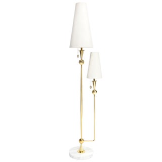 Marble Base Brass Floor Lamp For Sale