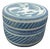 Blue Abstract Graphic Design Round Lidded Studio Pottery Box For Sale