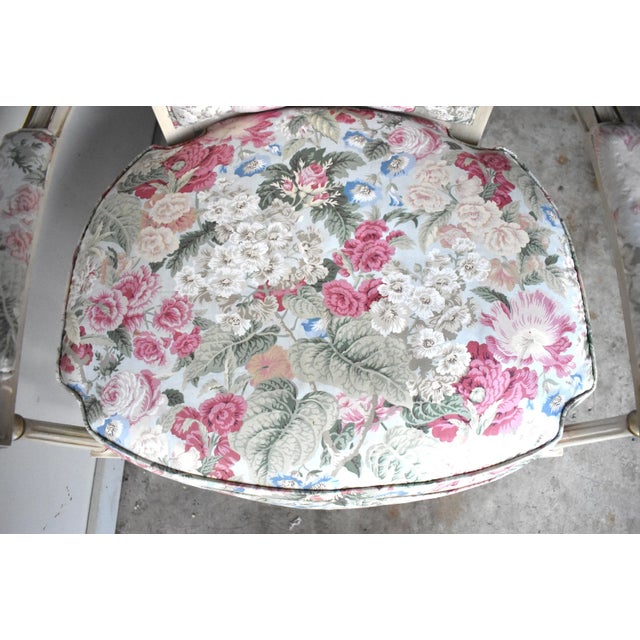 Vintage Louis XVI Floral Chintz Bergere Armchair For Sale - Image 9 of 13