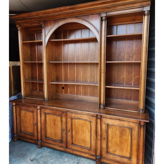 Traditional Henredon Avignon Cherry Bookcase and Cabinet Wall Unit For Sale - Image 3 of 9