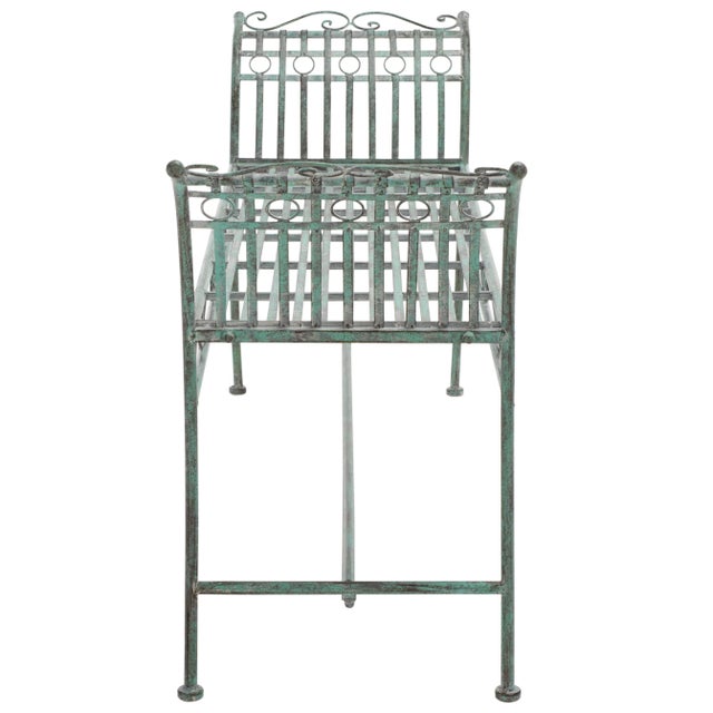 Metal Hadley Bench - Antique Dark Green For Sale - Image 7 of 8