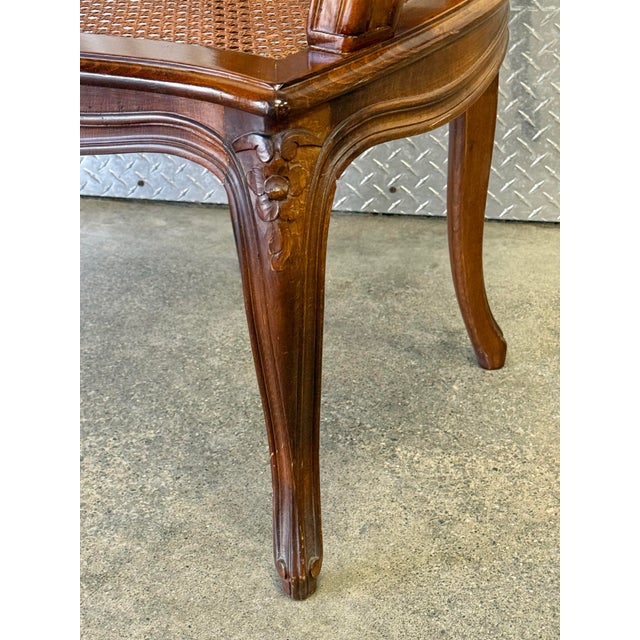 Brown Early 20th Century Carved Solid Walnut Caned Chair For Sale - Image 8 of 9