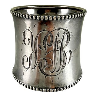 1900s Sterling Silver Cinched Napkin Ring – Beaded Tops For Sale