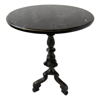 Bronze End Table, Marble Top - 27"h For Sale