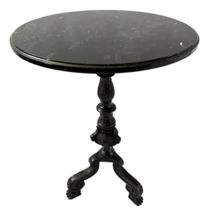 Bronze End Table, Marble Top - 27"h