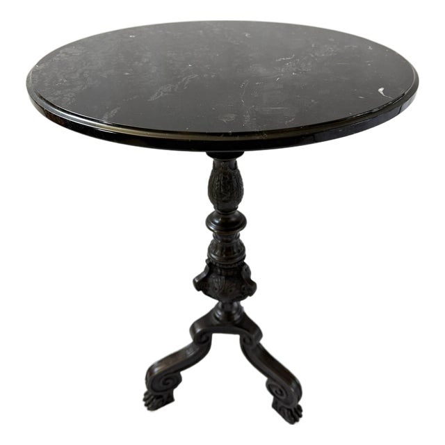 Mid 20th C. Bronze End Table, Marble Top - 27"h For Sale