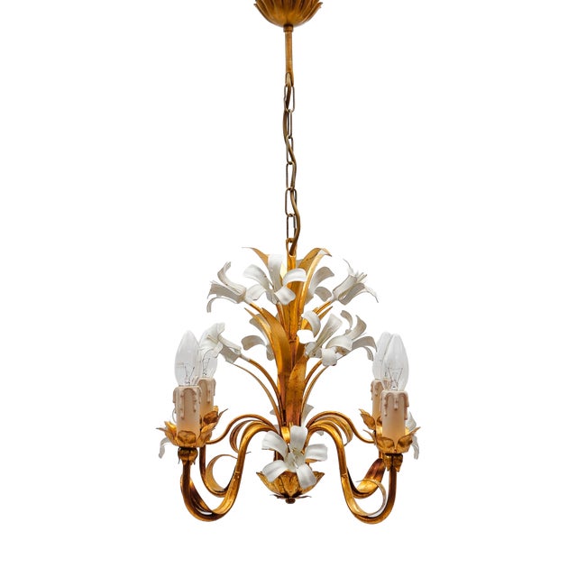 Hollywood Regency Flower Ceiling Lamp by Hans Kögl, Germany, 1970s For Sale