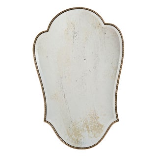 Italian Shield-Shaped Beveled Brass Wall Mirror in the style of Gio Ponti, 1950s For Sale